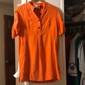 DVF Orange Silk Shirt Dress- Size 4